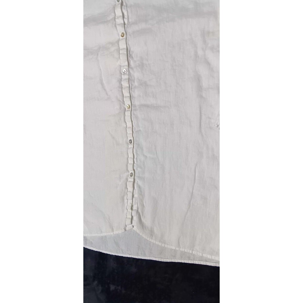 Sigrid Olson 100% Linen Button Down Tunic L White Coastal Grandma Quiet Luxury - Picture 8 of 13